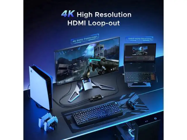 Alt view image 12 of 14 - AOMOPROING Video Capture Card, USB 3.0 Capture Card 4K HDMI Loop-Out, 1080P 60FPS/2K 30FPS Video Game Capture for Works for PS5/Camera/PC