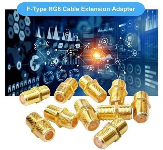 Alt view image 9 of 10 - Aomoproing Coaxial Cable Connector F-Type RG6 Cable Extension Adapter (Pack of 10)