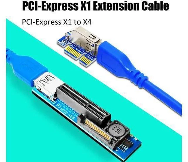 Alt view image 12 of 14 - Aomoproing UEX103 600mm PCIe 3.0 X1 to X4 Riser Cable (PCIe 3.0 X1 Bandwidth) for PCIe WiFi Card, M.2 PCIe Card, Firewire Card, USB PCIe Card, Sound Card, etc