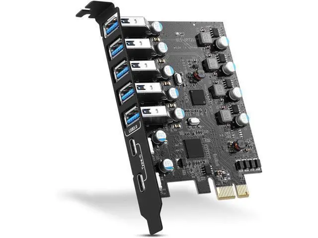Alt view image 8 of 14 - PCI-E to USB 3.0 7-Port(2X USB-C - 5X USB-A) Expansion Card,PCI Express USB Add in Card, Internal USB3 Hub Converter for Desktop PC Host Card Support Windows 10/8/7/XP and MAC OS 10.8.2 Above