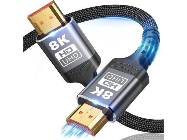 Alt view image 5 of 8 - 8K HDMI Cable 2.1, 7M/25FT Ultra High Speed HDMI Cable Braided Cord, HDMI Cables 48Gbps (8K@60Hz 7680x4320, 4K@120Hz) Supports Dynamic HDR 10 eARC 3D, Dolby Atmos Compatible with Roku TV/PS5/HD