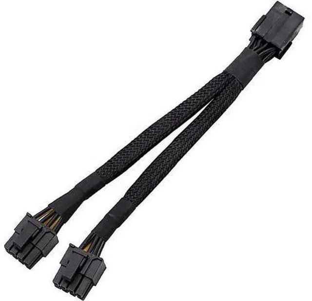 Alt view image 8 of 10 - Aomoproing 18 Gauge 8-Pin Female to Dual 8 Pin (6+2) Male 30.5 cm (12-inch) 18 AWG PCI-E GPU Miner Graphics Video Card VGA Sleeved Braided Woven Extension Power Cable Splitter Black Swan Mining 4/Pack