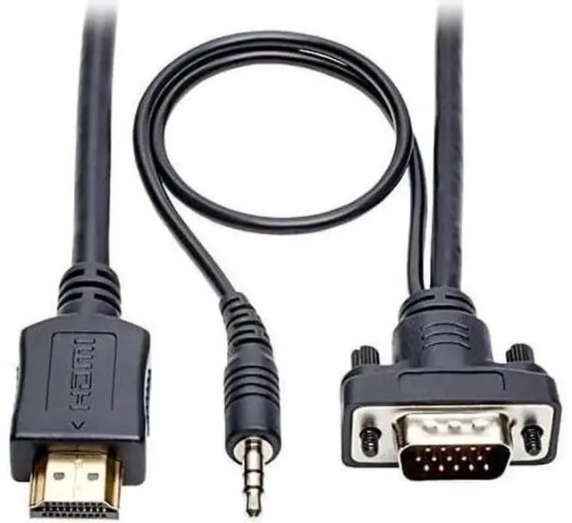 Alt view image 11 of 12 - AOMOPROING HDMI to VGA + Audio Adapter Converter Cable Active Low Profile HD15 + 35mm MM 1080p 60Hz 15ft 15 P566015VGAA