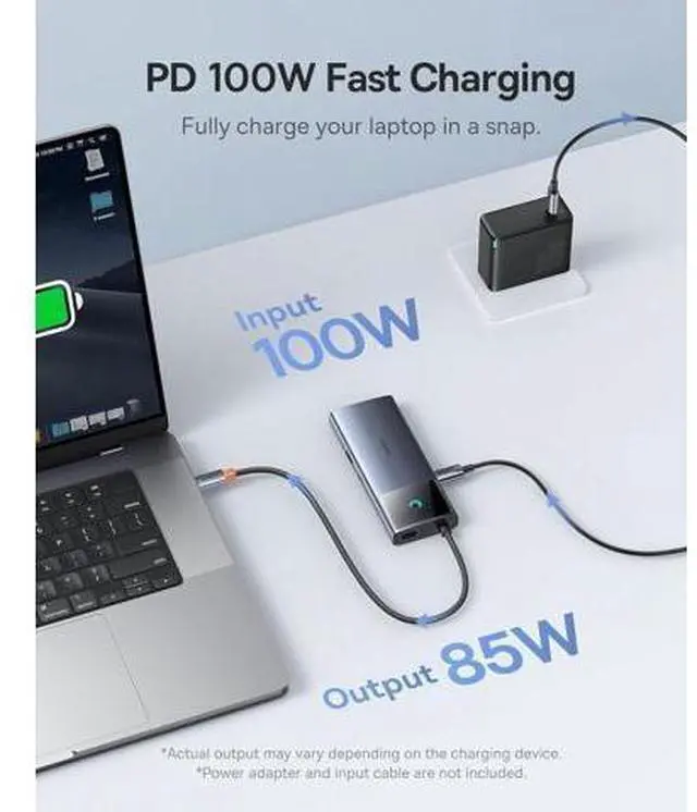 Alt view image 12 of 14 - Baseus USB C Hub, 10Gbps USB C Docking Station with 3 USB A/C Data Ports, 4K@60Hz HDMI, Gigabit Ethernet, 100W PD, 6 in 1 USB C Dock Compatible for iPhone 15//HP/Mac/iPad/Microsoft/Steam Deck
