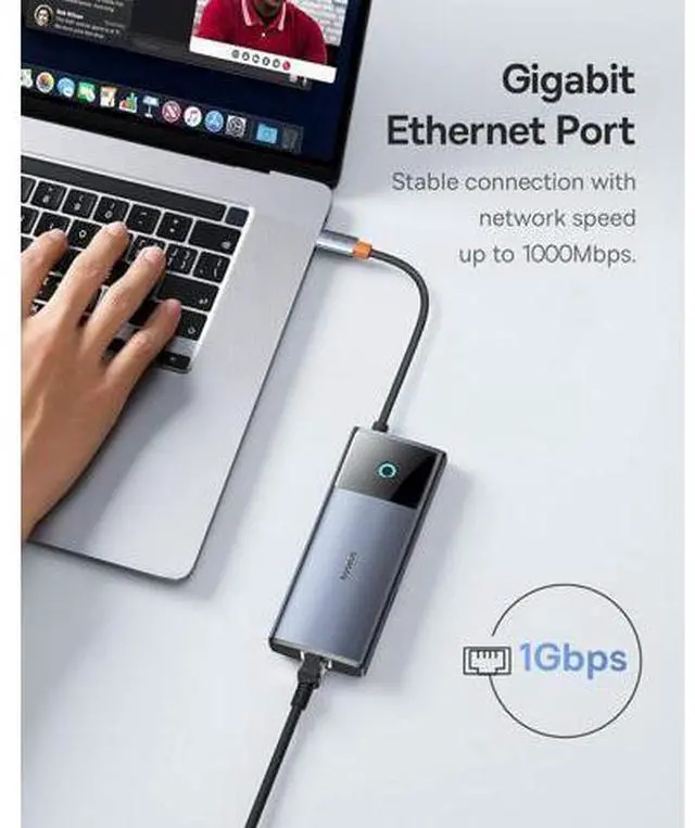 Alt view image 11 of 14 - Baseus USB C Hub, 10Gbps USB C Docking Station with 3 USB A/C Data Ports, 4K@60Hz HDMI, Gigabit Ethernet, 100W PD, 6 in 1 USB C Dock Compatible for iPhone 15//HP/Mac/iPad/Microsoft/Steam Deck
