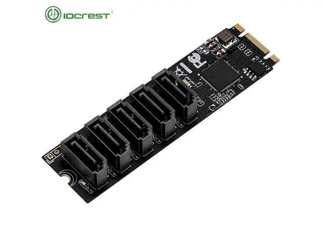 Alt view image 2 of 2 - IOCREST M.2 (PCIe 3.0) to 5 Ports SATA III 6G ssd Adapter with sataIII cable SATA3.0 to m.2 pci-e