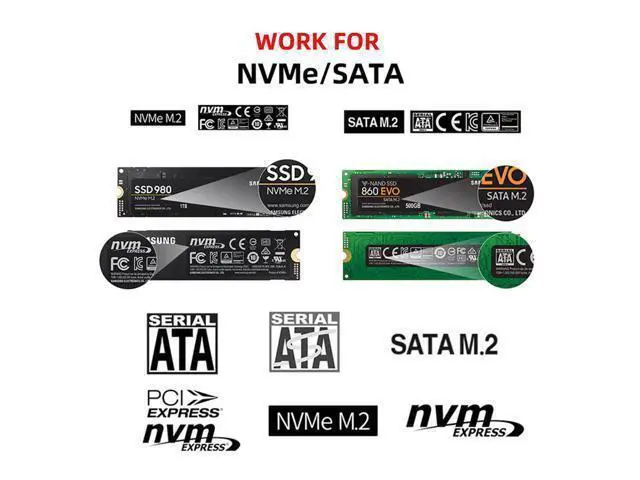 Alt view image 9 of 14 - USB 3.1 to M.2 NVME/SATA SSD Enclosure Reader,USB 3.1 Gen 2 10Gbps Tool Free Enclosure Adapter Support 2242/2260/2280mm with RTL9210B Chipset