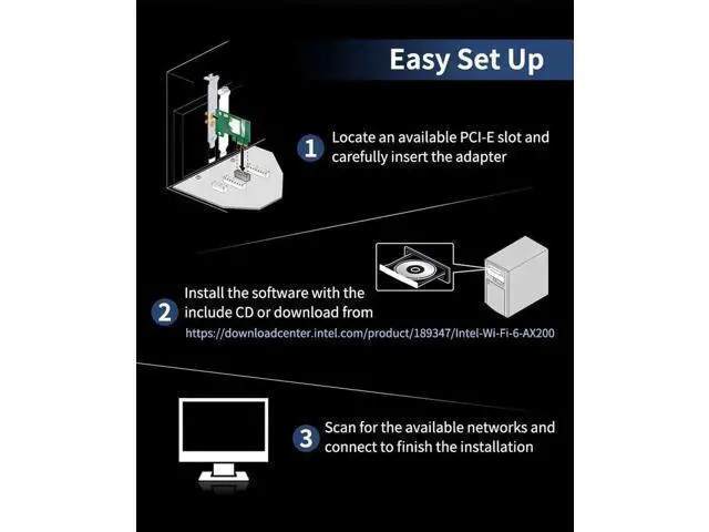 Alt view image 7 of 8 - Wi-Fi 6E Intel AX210 Dual Band PCIe Wireless Wifi Network Adapter 2.4G/5G/6Ghz 2400M Wi-Fi Card Bluetooth 5.2 PCI Express Wlan