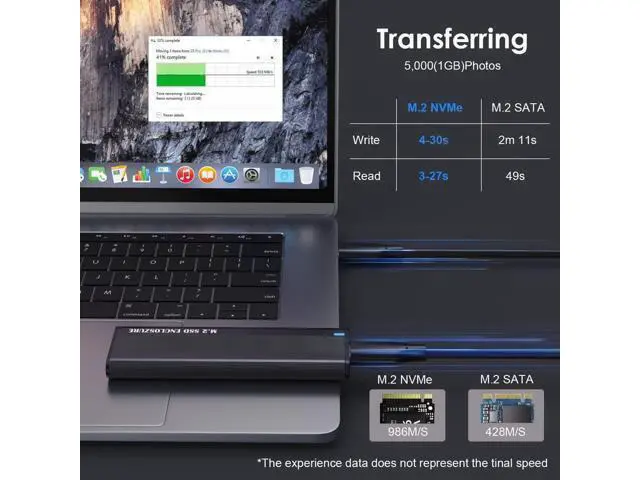 Alt view image 12 of 14 - USB 3.1 to M.2 NVME/SATA SSD Enclosure Reader,USB 3.1 Gen 2 10Gbps Tool Free Enclosure Adapter Support 2242/2260/2280mm with RTL9210B Chipset