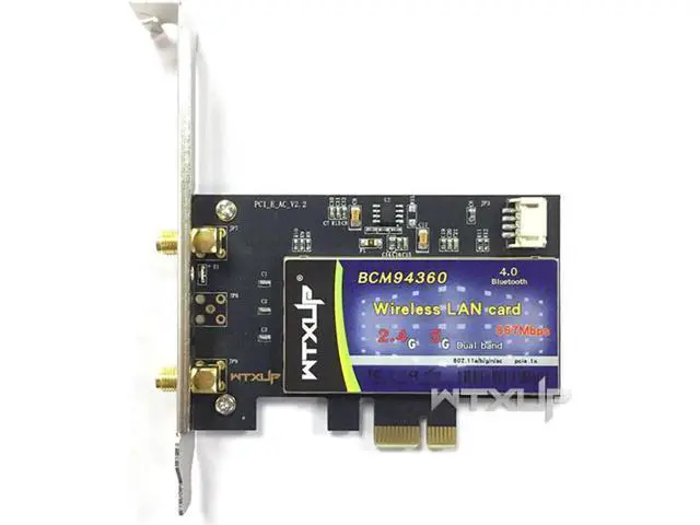 Alt view image 7 of 10 - 802.11AC Dual Band network card Broadcom BCM94360 867Mbps PCI Express DESKTOP WIFI Adapter Bluetooth BT 4.0 for Mac/Hackintosh