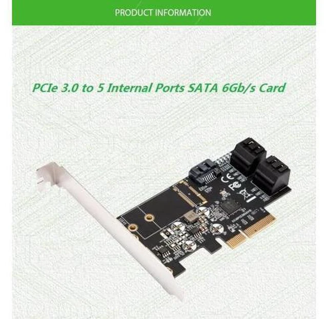 Alt view image 11 of 14 - PCIE to 5 Port SATA III 6g 5 ports controller card PCIe 3.0 x4 expansion card with Low Profile Bracket