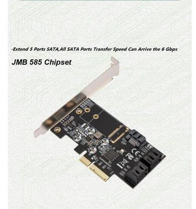 Alt view image 13 of 14 - PCIE to 5 Port SATA III 6g 5 ports controller card PCIe 3.0 x4 expansion card with Low Profile Bracket