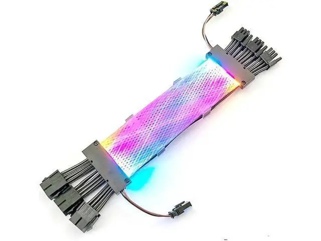 Alt view image 7 of 12 - ARGB Power Graphics Card Cable Power Extension Cable,ATX Chassis Power Connector Extension Cable,Dual Light Source 8Pin Male to Female Adapter Cable,18AWG 41 * 0.16 Tinned Wire,3*8Pin Mesh Synchronous