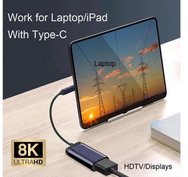 Alt view image 6 of 6 - AOMOPROING USB-C Type-C USB4 Source to Female HDTV 2.0 Cable Display 8K 60HZ UHD 4K HDTV Male Monitor