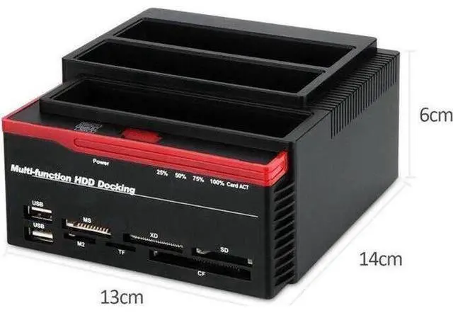 Alt view image 12 of 14 - HDD Docking Station IDE SATA Dual USB 3.0 Clone Hard Drive Card Reader 3-Bay