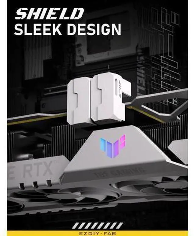 Alt view image 10 of 12 - Shield Series 8-Pin PCIe GPU Power Adapter,90-Degree Angled Connector, Aluminum Design for Graphics Cards Reverse Type,White-2 Pack