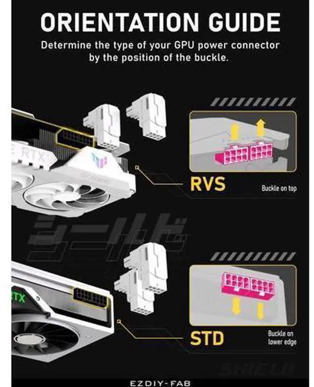 Alt view image 11 of 12 - Shield Series 8-Pin PCIe GPU Power Adapter,90-Degree Angled Connector, Aluminum Design for Graphics Cards Reverse Type,White-2 Pack