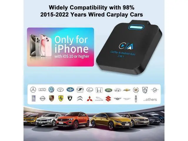 Alt view image 13 of 14 - Aomoproing Android Auto & CarPlay Wireless Adapter - 2 in 1 Wireless for iPhone & Android, Plug & Play for Factory Wired Cars - Supports iOS 10+