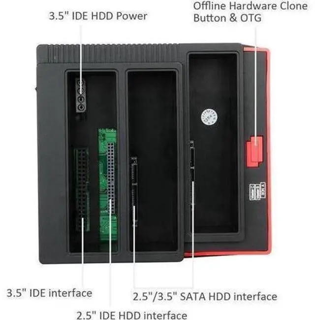 Alt view image 14 of 14 - HDD Docking Station IDE SATA Dual USB 3.0 Clone Hard Drive Card Reader 3-Bay