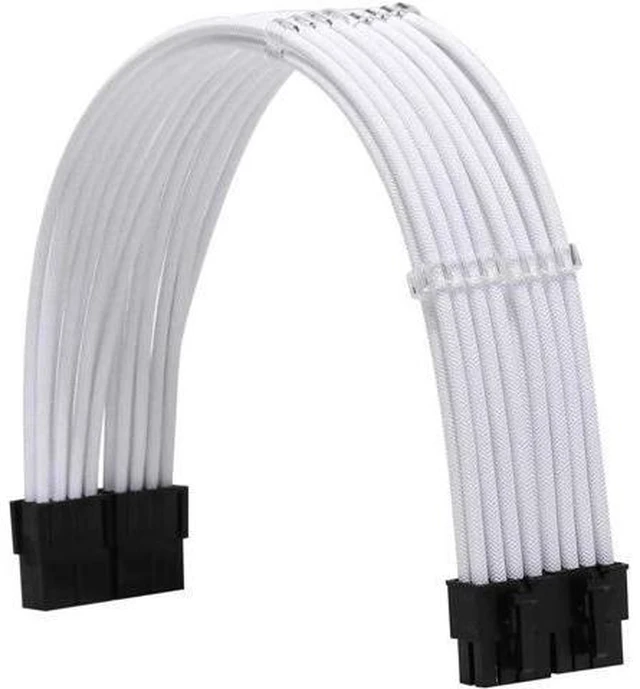 Alt view image 9 of 12 - AOMOPROING Sleeve Extension Power Supply Cable Kit 18AWG ATX 24P+ EPS 8-P+PCI-E8-P with Combs for PSU to Motherboard/GPU (White)