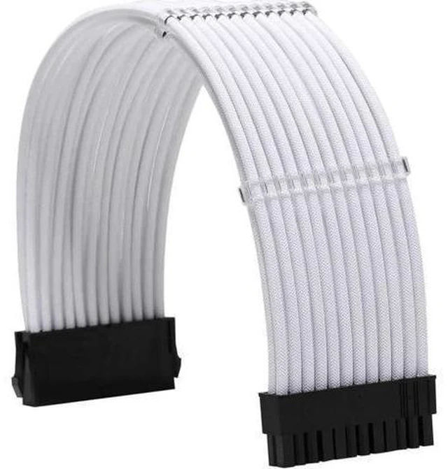 Alt view image 12 of 12 - AOMOPROING Sleeve Extension Power Supply Cable Kit 18AWG ATX 24P+ EPS 8-P+PCI-E8-P with Combs for PSU to Motherboard/GPU (White)