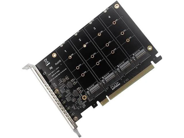 Alt view image 5 of 8 - Aomoproing PCIE 4-Port M.2 NVEM SSD Expansion Card Computer Motherboard Solid State Drive Expansion Card
