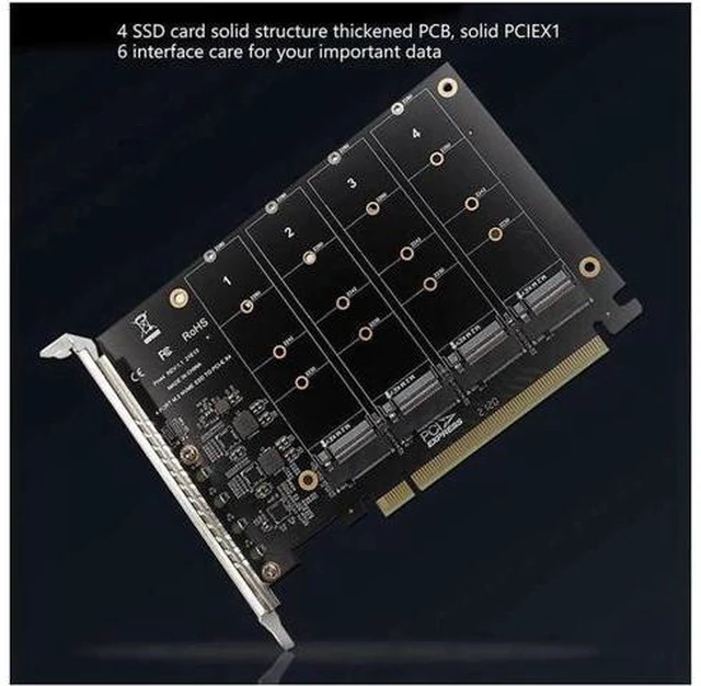 Alt view image 7 of 8 - Aomoproing PCIE 4-Port M.2 NVEM SSD Expansion Card Computer Motherboard Solid State Drive Expansion Card