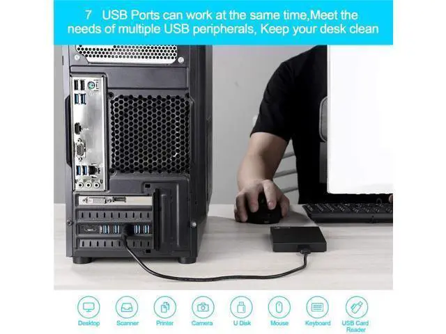 Alt view image 11 of 14 - PCI-E to USB 3.0 7-Port(2X USB-C - 5X USB-A) Expansion Card,PCI Express USB Add in Card, Internal USB3 Hub Converter for Desktop PC Host Card Support Windows 10/8/7/XP and MAC OS 10.8.2 Above
