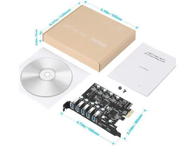 Alt view image 14 of 14 - PCI-E to USB 3.0 7-Port(2X USB-C - 5X USB-A) Expansion Card,PCI Express USB Add in Card, Internal USB3 Hub Converter for Desktop PC Host Card Support Windows 10/8/7/XP and MAC OS 10.8.2 Above