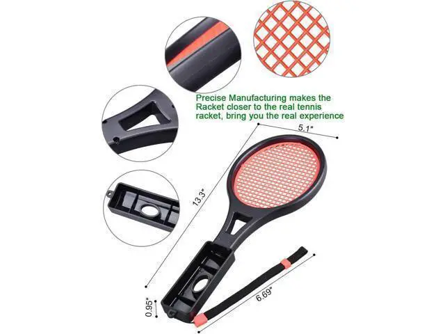 Alt view image 10 of 14 - Tennis Racket for Nintendo Switch Joy-Con, Game Accessories for Mario Tennis Aces Game with 12 in 1 Game Card Case (2 Pack, Black)