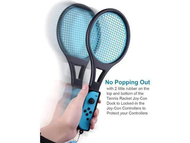 Alt view image 11 of 14 - Tennis Racket for Nintendo Switch Joy-Con, Game Accessories for Mario Tennis Aces Game with 12 in 1 Game Card Case (2 Pack, Black)