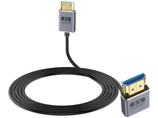 Alt view image 8 of 14 - AOMOPROING 8K Mini HDMI to HDMI Cable 2.1 Cord 48Gbps,Ultra Thin Left Angle HDMI to Mini HDMI Male Cord, Support High Speed 8K@60Hz, 4K@240Hz for Camera, Camcorder, Graphics/Video Card 4FT
