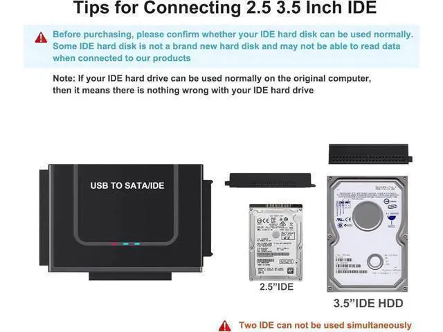 Alt view image 13 of 14 - USB 3.0 to IDE SATA Adapter, USB 3.0 Type C Hard Drive Reader External HDD Converter for 2.5/3.5 inches IDE SATA HDD SSD, DVD/CD Optical Drive, 12V/2A Power Adapter Included