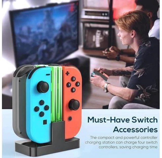 Alt view image 11 of 14 - Charging Dock Replacement for Switch & Charger for Switch OLED Joy Con, Charging Station for Switch with a USB Type-C Charging Cord- Black