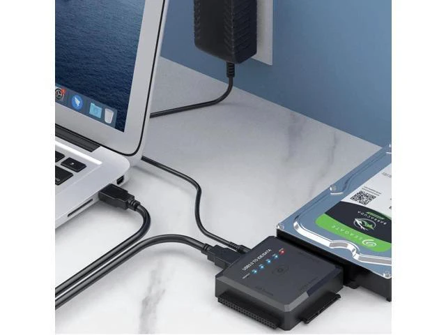 Alt view image 9 of 14 - SATA/IDE to USB 3.0 Adapter, Hard Drive Adapter Cable for Universal 2.5/3.5 Inch IDE/SATA w/One Touch Backup, External Hard Drive Reader for 2.5" 3.5" SSD HDD CD/DVD Optical Drives w/12V/2A Adapter
