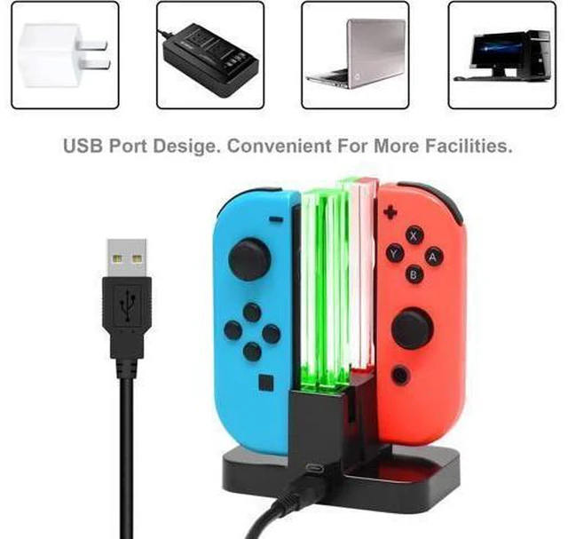 Alt view image 12 of 14 - Charging Dock Replacement for Switch & Charger for Switch OLED Joy Con, Charging Station for Switch with a USB Type-C Charging Cord- Black