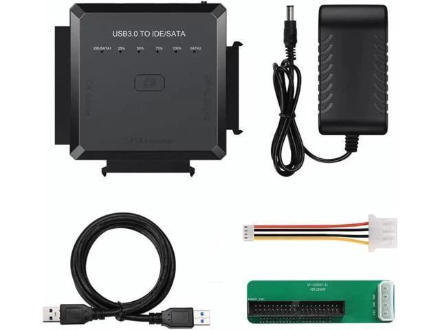 Alt view image 10 of 14 - SATA/IDE to USB 3.0 Adapter, Hard Drive Adapter Cable for Universal 2.5/3.5 Inch IDE/SATA w/One Touch Backup, External Hard Drive Reader for 2.5" 3.5" SSD HDD CD/DVD Optical Drives w/12V/2A Adapter