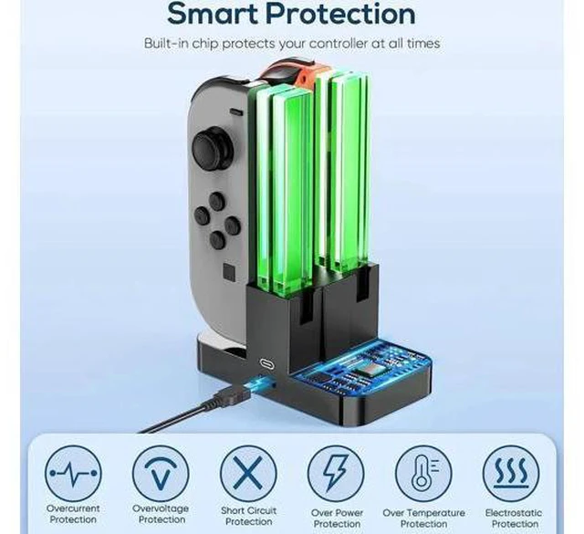Alt view image 14 of 14 - Charging Dock Replacement for Switch & Charger for Switch OLED Joy Con, Charging Station for Switch with a USB Type-C Charging Cord- Black