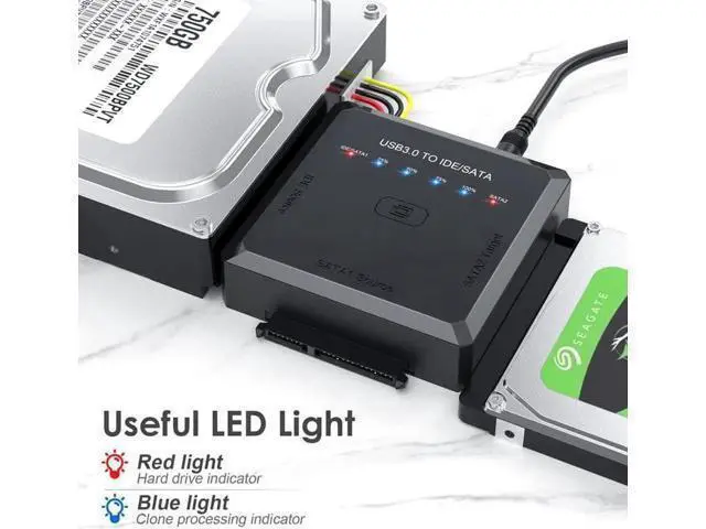 Alt view image 12 of 14 - SATA/IDE to USB 3.0 Adapter, Hard Drive Adapter Cable for Universal 2.5/3.5 Inch IDE/SATA w/One Touch Backup, External Hard Drive Reader for 2.5" 3.5" SSD HDD CD/DVD Optical Drives w/12V/2A Adapter