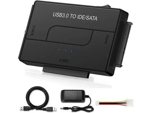 Alt view image 8 of 14 - SATA/IDE to USB 3.0 Adapter, External Hard Drive Reader for Universal 2.5 3.5-inch IDE and SATA HDD SSD, 5.25" CD/DVD Drives, Hard Drive Adapter with Power Supply Support 6TB with 12V 2A Power Adapter