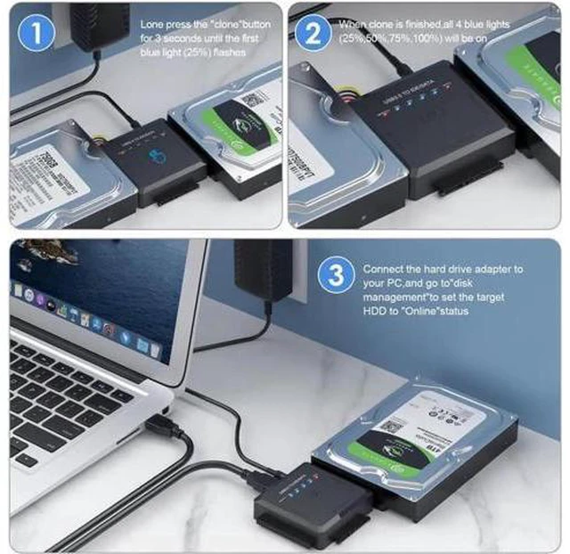 Alt view image 13 of 14 - SATA/IDE to USB 3.0 Adapter, Hard Drive Adapter Cable for Universal 2.5/3.5 Inch IDE/SATA w/One Touch Backup, External Hard Drive Reader for 2.5" 3.5" SSD HDD CD/DVD Optical Drives w/12V/2A Adapter