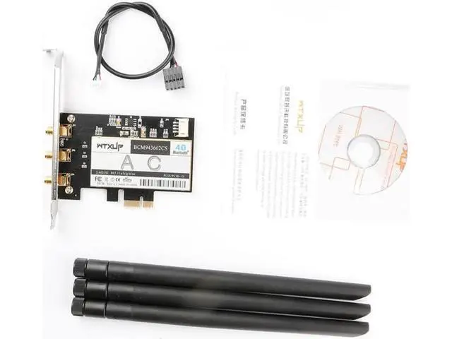 Alt view image 8 of 12 - BCM94360CSAX PCIE 1X desktop WiFi wireless adapter Card 802.11AC 1750Mbps Bluetooth 4.0 3 X 6Dbi antennas for Mac OS / Windows