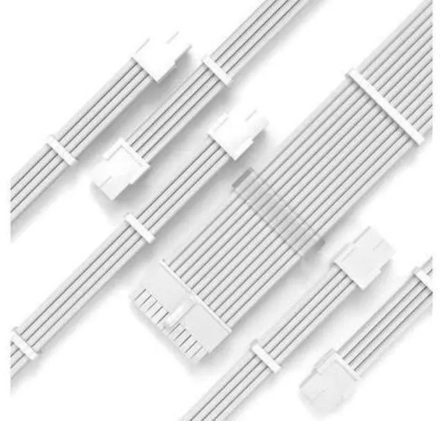Alt view image 6 of 10 - White PSU Extension Cable Kit,Custom Sleeved Power Supply Cable Mod for PC Build 18AWG 24Pin ATX /8 (4+4) Pin EPS CPU Cable /8 (6+2) Pin PCI-E GPU PSU Cables 6PCS with Cable Comes