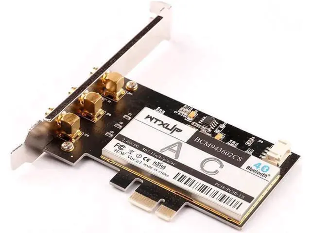Alt view image 12 of 12 - BCM94360CSAX PCIE 1X desktop WiFi wireless adapter Card 802.11AC 1750Mbps Bluetooth 4.0 3 X 6Dbi antennas for Mac OS / Windows