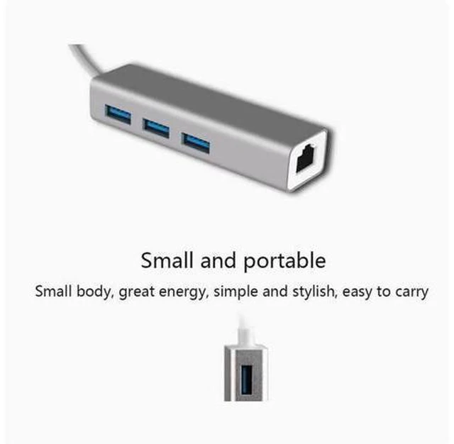 Alt view image 6 of 8 - Type-C to RJ45 external Gigabit network card + 3.0 HUB computer converter dock