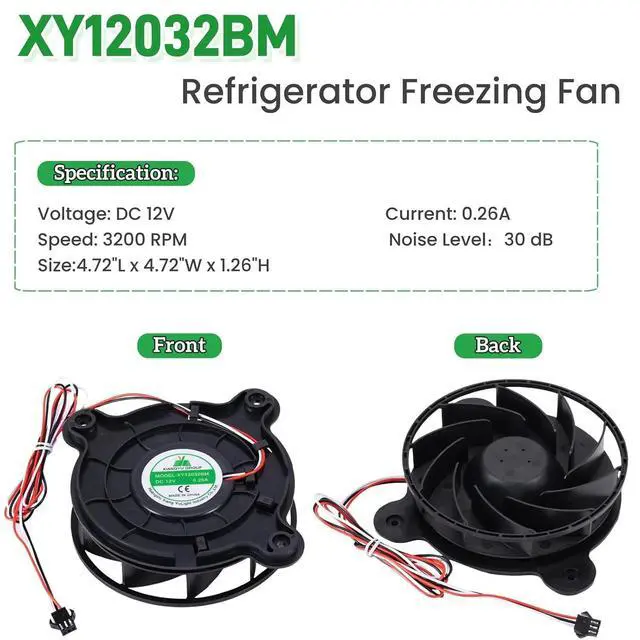 Alt view image 10 of 14 - XY12032BM Refrigerator Fan120×120×32mm Cooling Fan, XY12032BM Refrigerator Freezing Fan DC 12V 0.26A