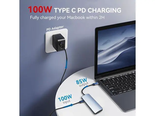 Alt view image 12 of 14 - USB C to USB Hub 8-in-1 with 4K@60Hz HDMI, 3 USB-C 3.2 Gen2 10Gbps, 3 USB A 3.2 10Gbps Ports,100W Power Delivery with 10Gbps Data, USB-C Hub Multiport Adapter for MacBook Pro and More Type C Devices