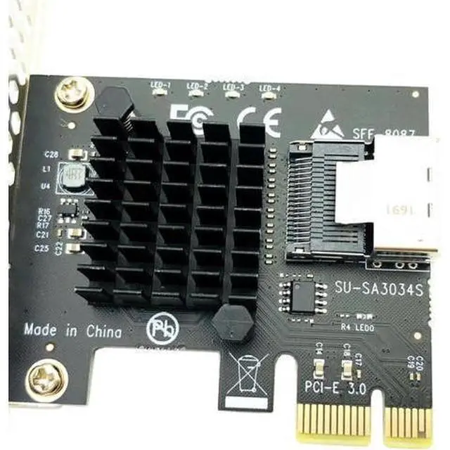 Alt view image 9 of 14 - Chi a Mining PCIe to Mini SAS 8087 4 Port SATA 3 6G SSD Adapter PCI-e PCI Express X1 Controller Expansion Card