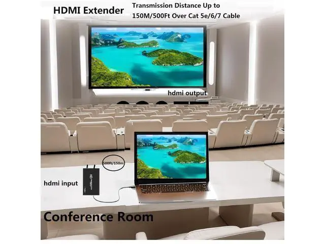 Alt view image 11 of 14 - Hdmi Over ethernet Extender Over cat5e/ Cat6/7 Upto 500 ft/150 m with Hdmi Local Loop Out, No Delay 1080p@60Hz Video hdmi Extender for TV