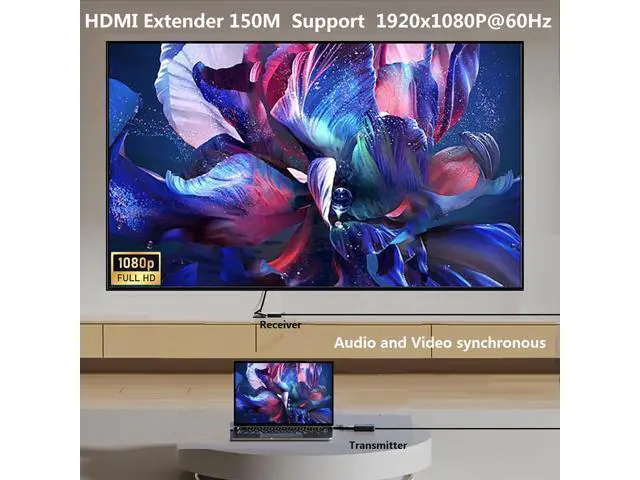 Alt view image 10 of 14 - Hdmi Over ethernet Extender Over cat5e/ Cat6/7 Upto 500 ft/150 m with Hdmi Local Loop Out, No Delay 1080p@60Hz Video hdmi Extender for TV